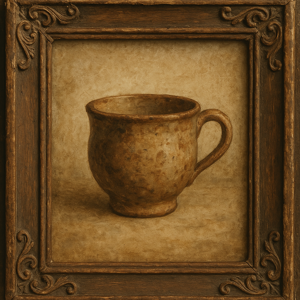 Rustic Antique Cup – Vintage Wall Art Print | Framed Farmhouse Style